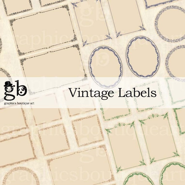 Vintage Etiketten, digital druckbare Etiketten für Scrapbooking und Basteln LAB22-06