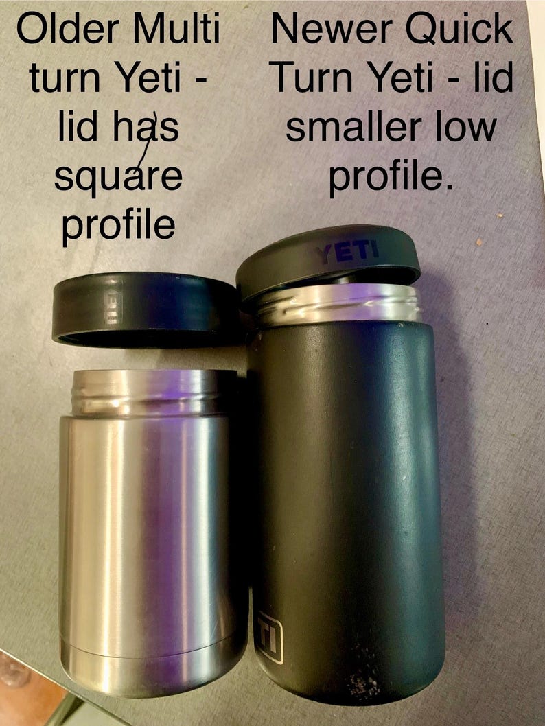 two models fit two different 12oz yeti can coolers; not compatible. make sure to select the right model to fit your yeti. both yeti models shown side by side with original lids.