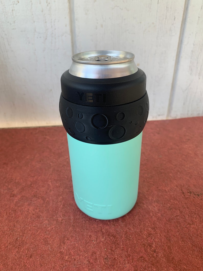 16oz Adapter  Style: Bubbles, Color: Black. shown with 12oz Yeti and original gasket/ lid. Yeti and can beverage not included.