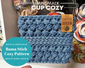 Bama Stitch Cozy, Crochet PATTERN, Coffee Cozy Pattern, Crochet Patterns, Cozy Pattern, Coffee Cozy, PDF, Crochet Pattern, Crochet