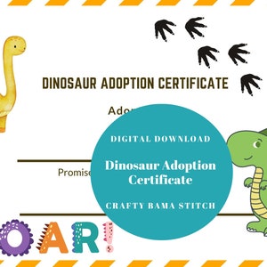 Dinosaur Adoption Certificate, Adoption Certificate, Certificate, Plushie Certificate, Adopt Me Certificate, Adoption Certificate, Dino