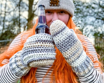Guante para beber y manopla a juego, funda para cerveza, guante para cerveza y manopla a juego, funda de ganchillo para botella de cerveza, guante portavasos, manopla para beber