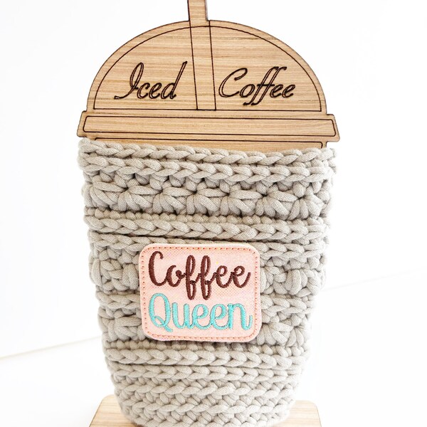 Iced Coffee Cozy Display - SET of 3, Coffee Cup Displays, Coffee Displays, Market Display, Stand, Wood Display Stand,  Crochet Display Stand