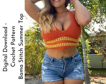 Bama Stitch Summer Top, Crochet Summer Top, Crochet Summer Top Pattern, Crochet Summer Tops, Summer Tops, Summer Top, Crochet Pattern, Top