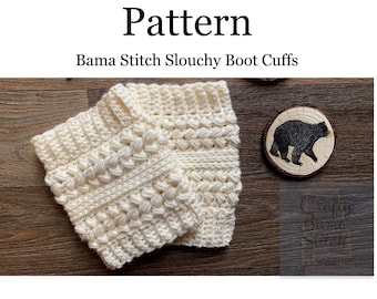Bama Stitch Slouchy Boots Cuffs, Boot Cuff Pattern, Boot Cuff Pattern, Boot Cuffs for women, Boot Cuffs Crochet, Boot Cuffs, Crochet Pattern