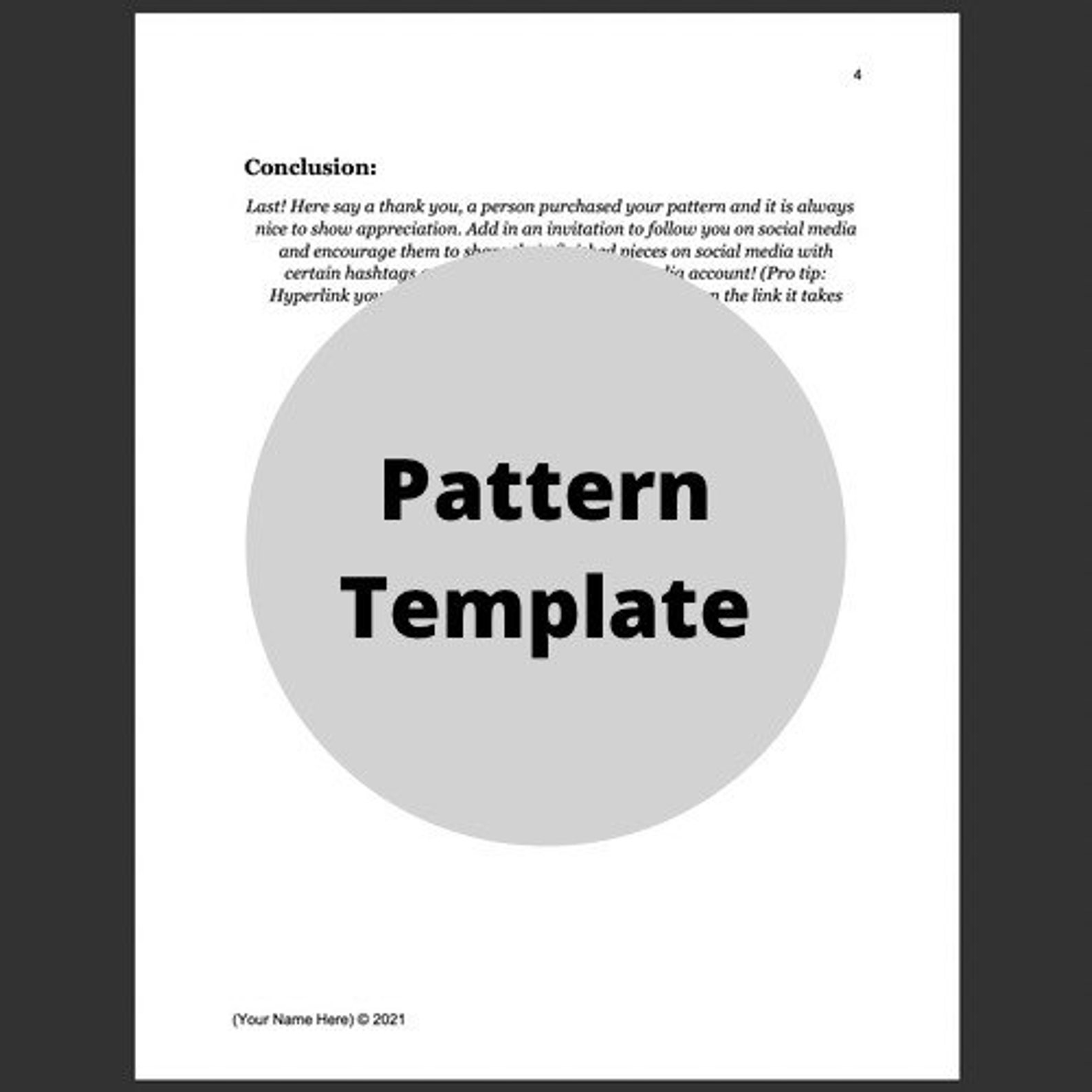 Pattern Template, Fillable Pattern Template, Crochet Template, Knit ...