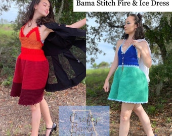 Bama Stitch Fire & Ice Dress, Crochet Dress, Crochet Pattern, Summer Crochet, Crochet Dress Pattern, Crochet Patterns, Dress, Maxi Dress