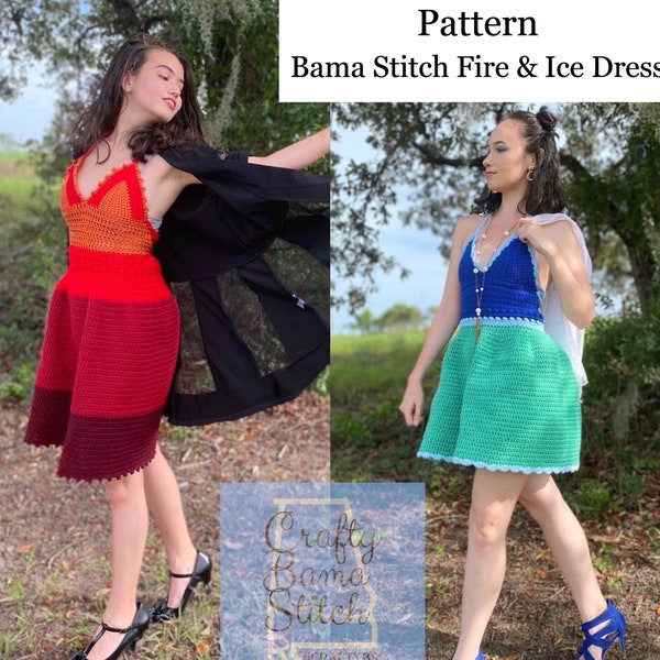 Bama Stitch Fire & Ice Dress, Crochet Dress, Crochet Pattern, Summer Crochet, Crochet Dress Pattern, Crochet Patterns, Dress, Maxi Dress