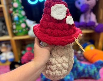 Ready to Ship - Pudgy Mushroom, Mushroom Pillow, Crochet Mushroom, Mushroom, Handmade, Mushroom Plushie, Plushie Mushroom, Mushroom Decor