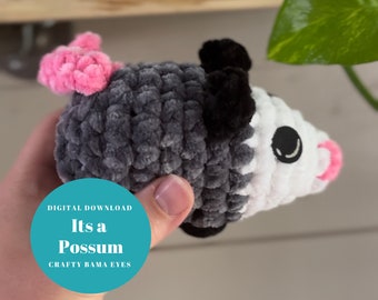 Crochet PATTERN- Mini Possum, Amigurumi Pattern, Pattern, Crochet Pattern, Crochet Possum Pattern, Mini Amigurumi, Crochet Opossum, Possum