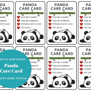 Cartes d'entretien panda, Carte d'entretien, Soins panda, Carte d'entretien doudou, Carte d'entretien au crochet, Panda au crochet, Carte d'entretien, Peluche au crochet, Carte au crochet
