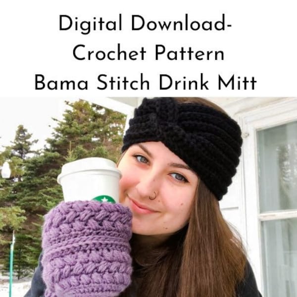 Bama Stitch Drink Mitt, Crochet PATTERN, Drink Buddy Pattern, Wine Mitt Pattern, Beer Mitt Pattern, Drink Glove Pattern, Drink Mitt Pattern