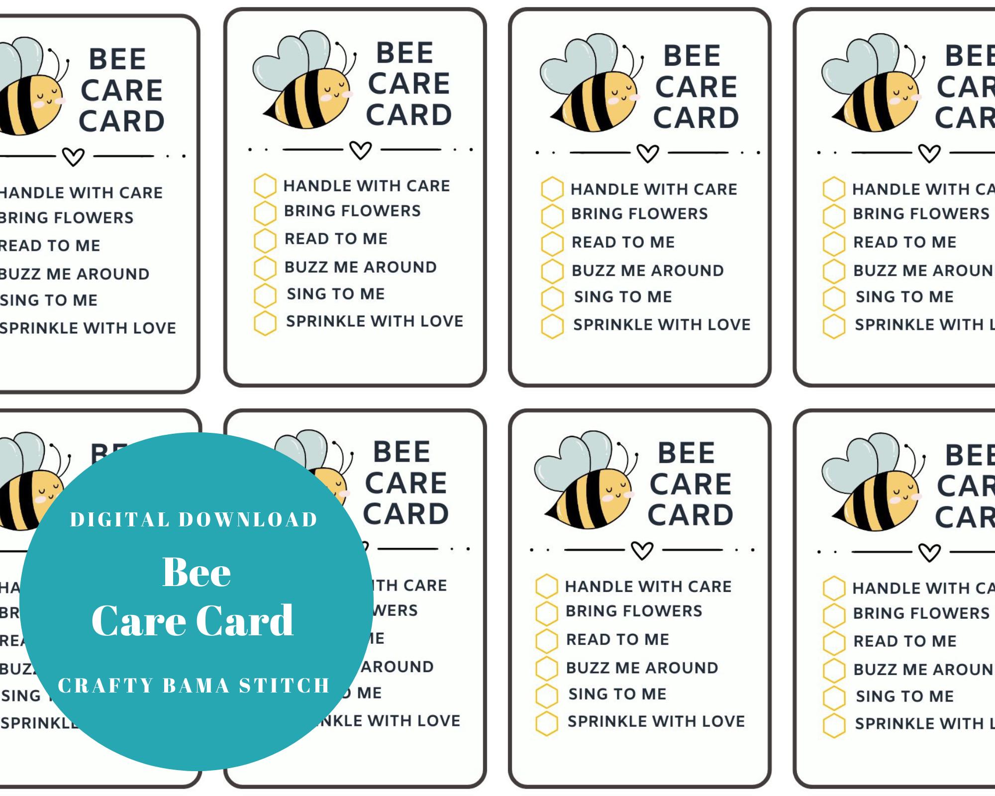 Cared Bee Bee Care Cards, Care Card, Bee Care, Plushie Care Card, Crochet Care ...