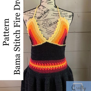 Bama Stitch Fire Dress, Crochet Dress, Crochet Pattern, Summer Crochet, Crochet Dress Pattern, Crochet Patterns, Crochet Summer Dress, Dress