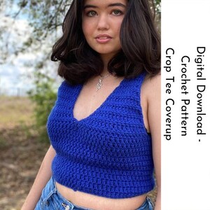 Crop Tee Coverup, Crochet PATTERN, Crop Top Pattern, Crochet Patterns, Top Pattern, Crop Top, PDF, Crochet Pattern, Crochet