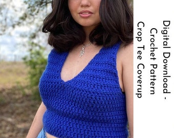 Crop Tee Coverup, Crochet PATTERN, Crop Top Pattern, Crochet Patterns, Top Pattern, Crop Top, PDF, Crochet Pattern, Crochet