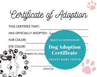 Puppy Adoption Certificate, Adoption Certificate, Certificate, Plushie Certificate, Adopt Me Certificate, Puppy adoption Certificate, Pup