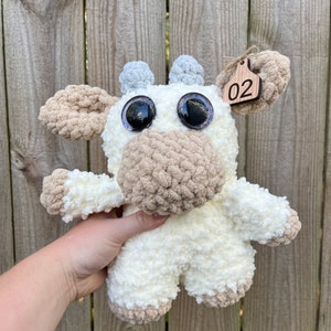 Shaggy Cow, Cow Plushie, Crochet Cow Plushie, Cow Stuffed Animal, Small Cow, Amigurumi Cow, Strawberry Cow, Farm animal toy, Stuffed animal