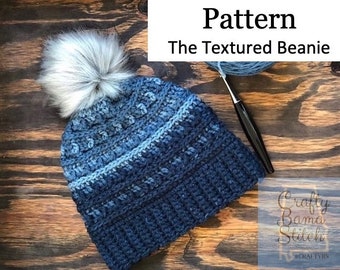 The Textured Beanie, Crochet PATTERN, Crochet Beanie Pattern, Beanie Crochet Pattern, Beanie Pattern, Crochet Pattern, Hat Pattern, Pattern