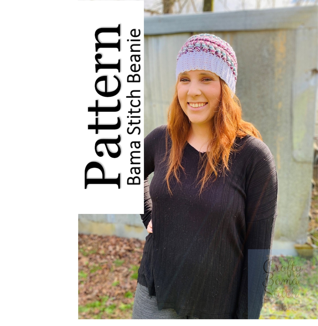 Bama Stitch Beanie Crochet PATTERN, Crochet Beanie Pattern, Beanie ...