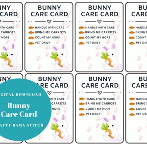Cartes d'entretien pour lapin, Soins pour lapin, Carte d'entretien pour peluche, Carte d'entretien au crochet, Soins pour lapin au crochet, Lapin, Peluche au crochet, Carte au crochet