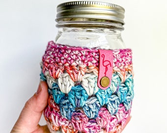 Mason Jar Cozy, Mason Jar Sleeve, Mason Jar Cozy, Pint Jar, Crochet Jar Cover, Handmade Table Decor, Minimalist Home Decor gift, Mason Jar