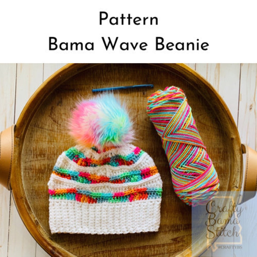 Bama Wave Beanie, Crochet PATTERN, Crochet Beanie Pattern, Beanie ...