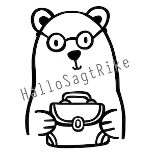 Urso Professor Pasta Plotter Arquivo Escolar Lettering SVG Digital