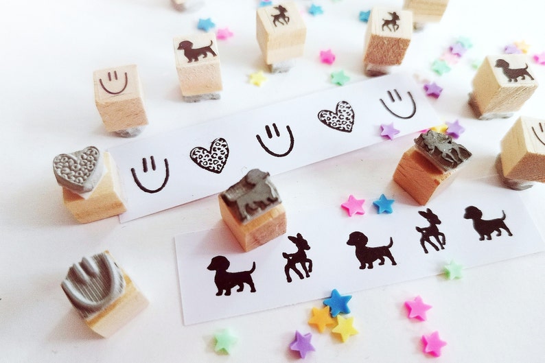 Stempel mini hart stempel hert teckel stempel dier smiley afbeelding 5