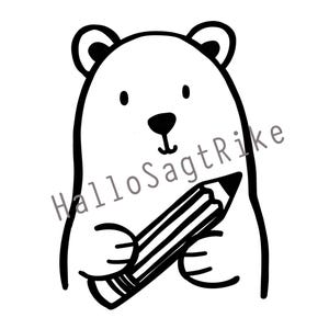 Urso lápis plotter arquivo escolar letras SVG digital