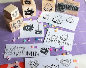 Stamp happy Halloween, ghost, spider, bat