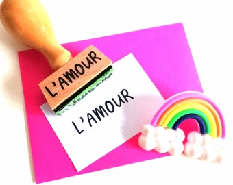 Stamp l'amour, stamp love, stamp letter, stamp friendship, wooden stamp text, stamp typo