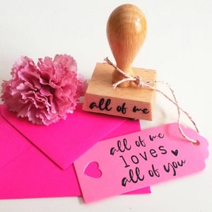 Sello amor, todo de mí los ama a todos ustedes, sello Día de San Valentín, sello de boda, sello de compromiso, texto de sello de madera
