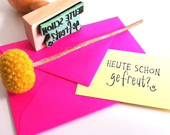 Stempel heute schon gefreut?, Gute Laune Stempel, Stempel Freundschaft, Stempel Humor, Holzstempel Text, Stempel Butllet Journal Smiley