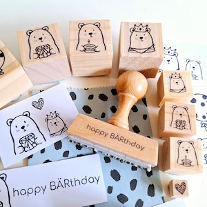 Timbre ours tampon d'anniversaire animal de la forêt joyeux BÄRthday