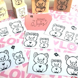 Stempel Schweinchen Familie, frohes Neues