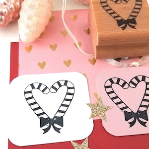 Timbre coeur de canne en bonbon