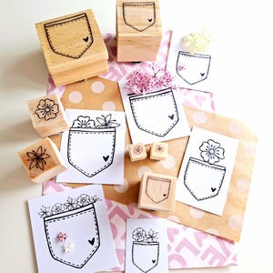 Stempel Jeans Tasche Stempel Blumen Geschenk Stempel Herz Blüten