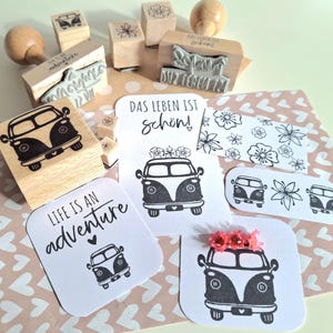 Sello Aventura Vida Sello Autobús Bulli Sello Viaje Playa Sello Camping Sello Flor Flor