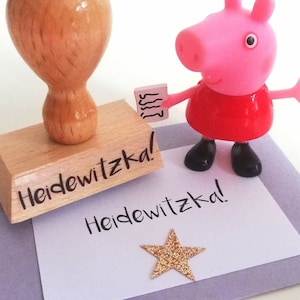 Stempel Heidewitzka!, goed humeurstempel, vriendschapsstempel, grappige spreukstempel, houten stempeltekst, bullet journal-stempel
