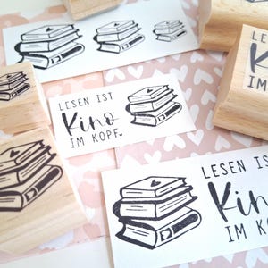 Stempelboek Cinema Stempel Boekenwurm Stempel Leraar School Stempellezen is als bioscoop in je hoofd