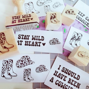Stempel cowgirl boots Stempel Leo print cowboy Hut Flamme Stempel Texas Western
