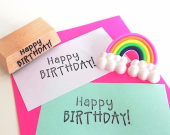 Sello de feliz cumpleaños, sello de regalo, sello de cumpleaños, sello con frase, sello de madera con texto, sello de bullet journal