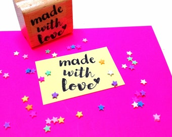 Stamp handmade with love, stamp self-made, stamp handmade, wooden stamp text, stamp typo