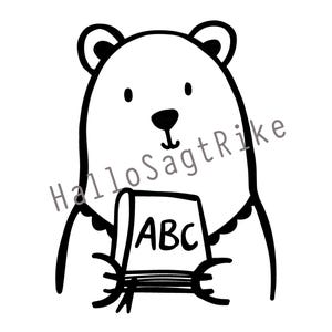 Urso Livro ABC Plotter Arquivo Escolar Lettering SVG Digital