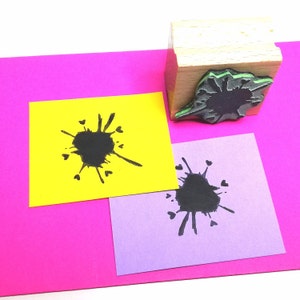 Stempel Hart Inktvlek, Valentijnsdag Stempel, Bruiloft Stempel, Liefdesstempel, Houten Stempel Hart, Bullet Journal Stempel
