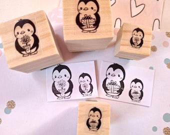 stamp penguin gift flower animal family