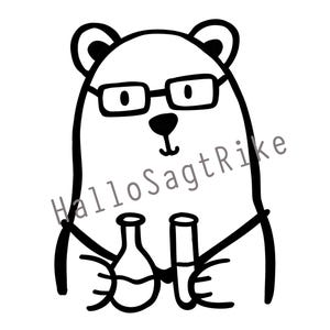 Urso tubo de ensaio plotter arquivo escolar letras SVG digital