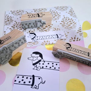 Teckel stempel, Kerstmis, hond, cadeau stempel, Kerstman, Advent, Vrolijk Kerstfeest