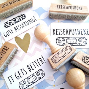 Stempel Pflaster Reisapotheke Stempel Gute Besserung Stempel Urlaub Ferien gute Wünsche